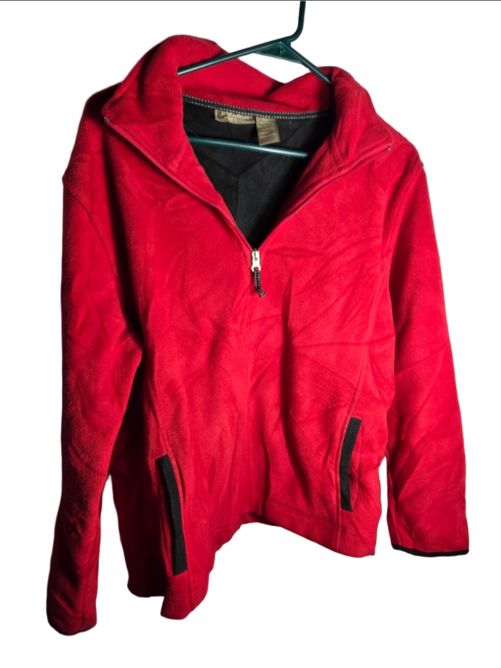 Women's Jane Ashley Fleece Quarter Zip Sweatshirt Red Black Size L fall cozy